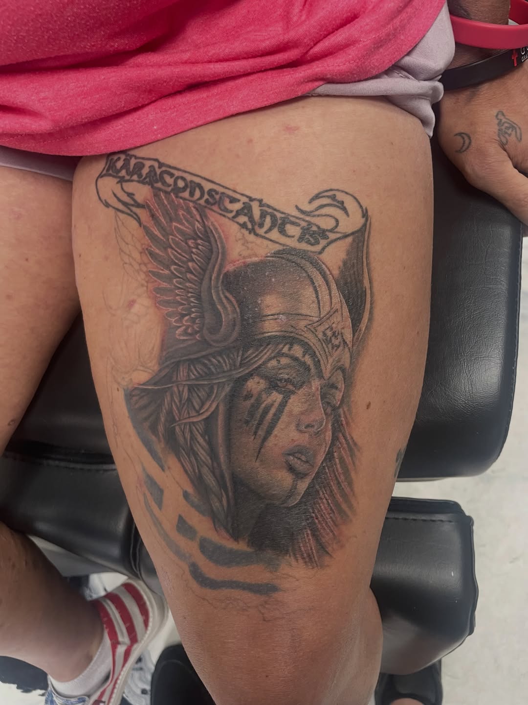Valkyrie warrior cover up piece in progress being done by serio_tattoos messaged him to set up your next tattoo!